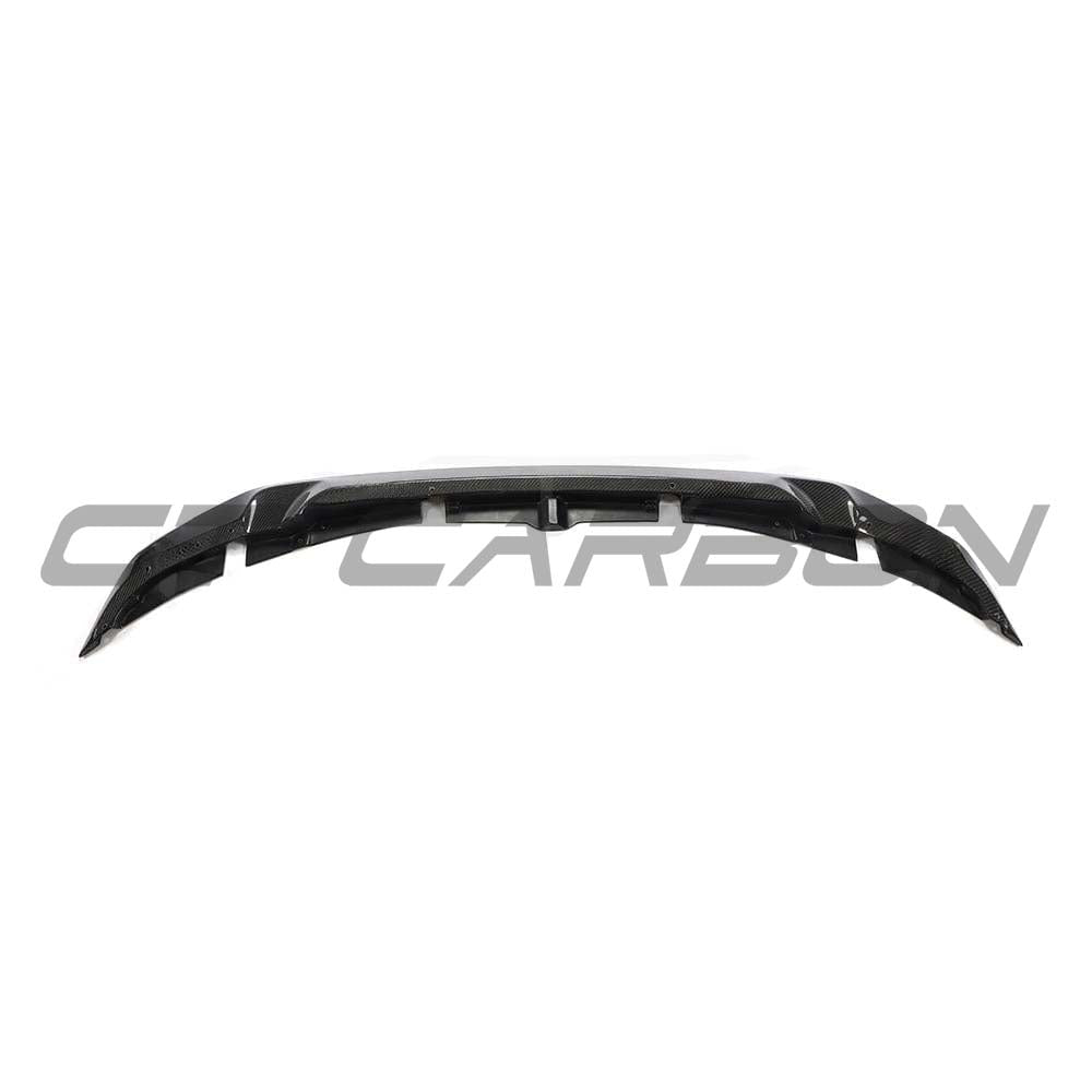 Carbon fiber splitter for BMW M3 M4 F80 F82 F83, GTS style, by CT Carbon, two-piece design, enhances sporty appearance.