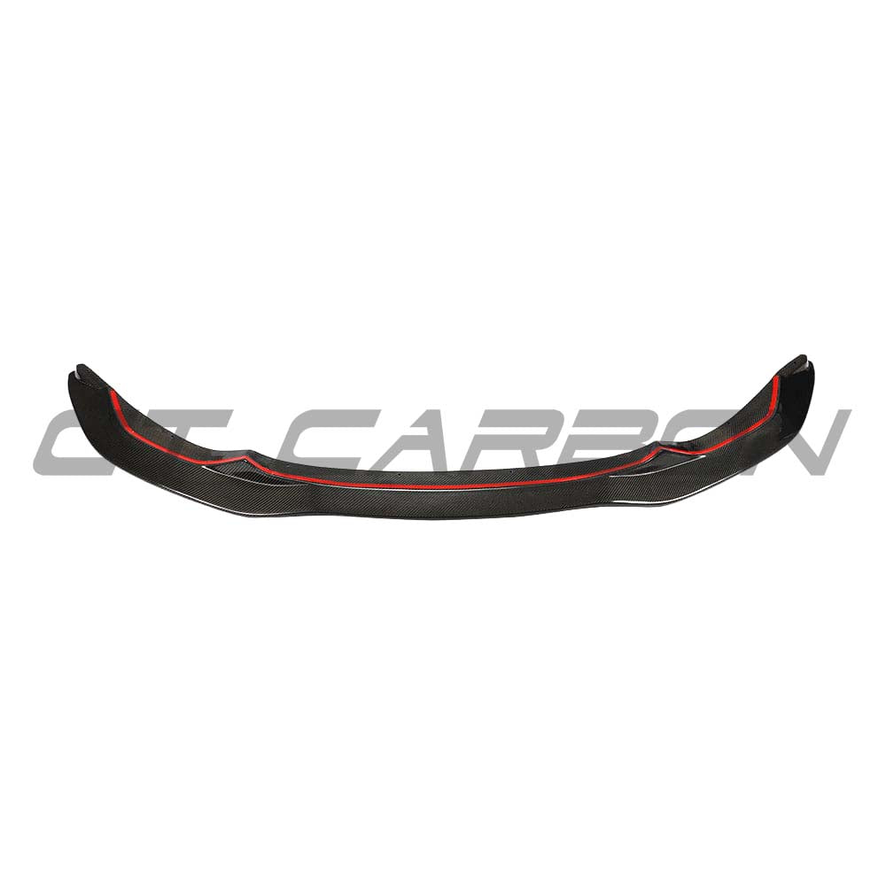 Carbon fiber splitter for BMW M3 M4 F80 F82 F83 from CT Carbon, showcasing sleek V8-style aerodynamic enhancement.