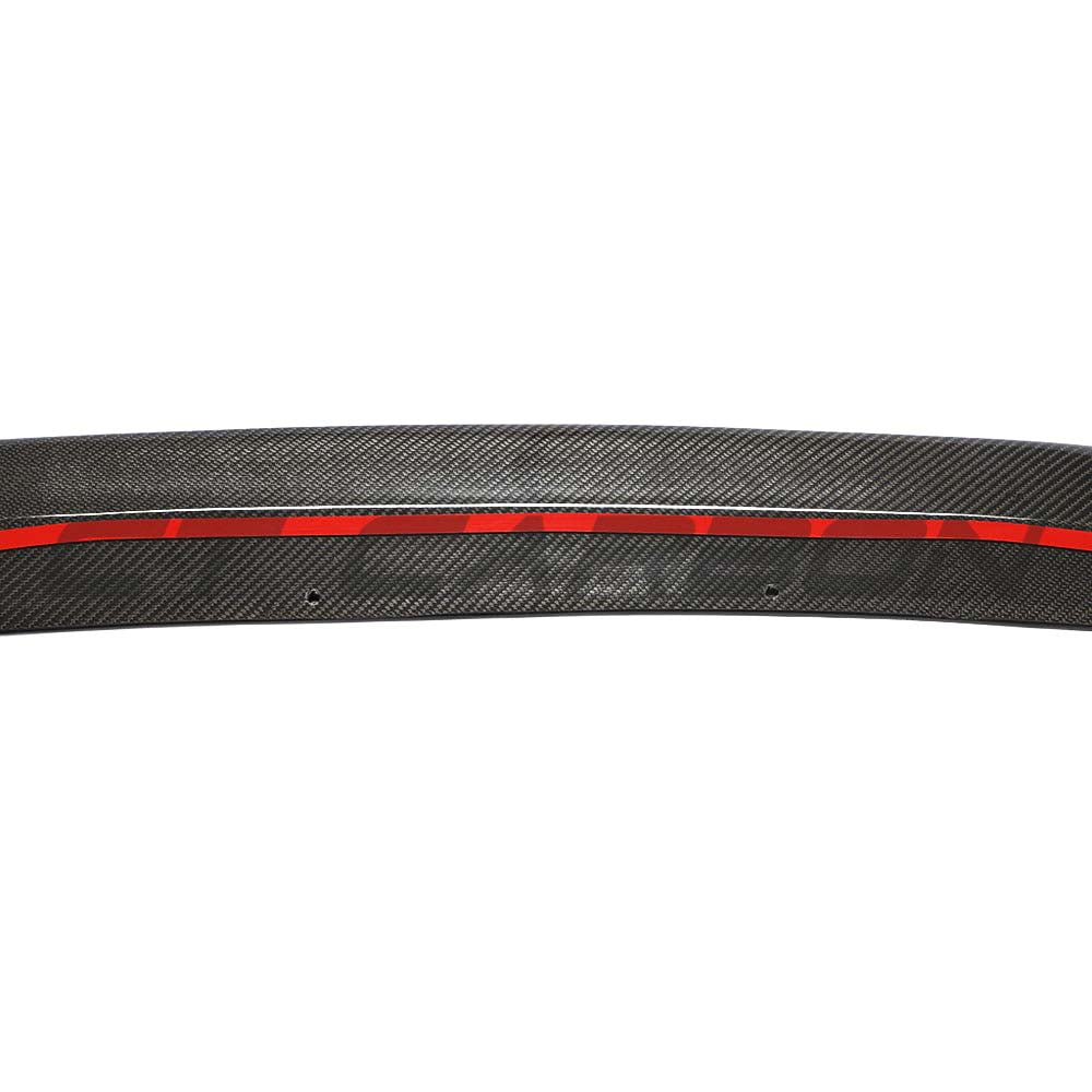BMW M3 M4 F80 F82 F83 2014-2020 carbon fiber splitter by CT Carbon, showing the V8 style aerodynamic front splitter.