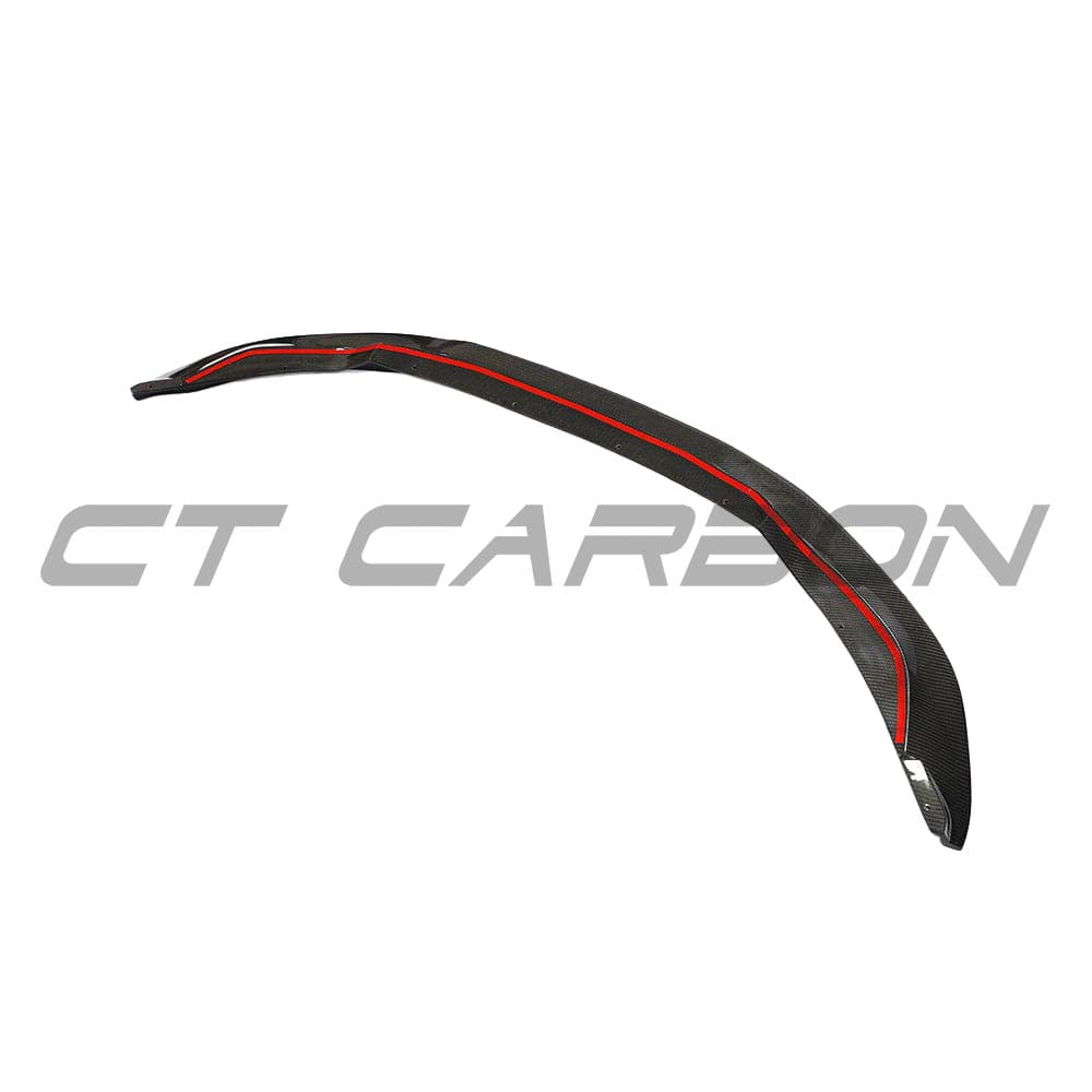 CT Carbon BMW M3 M4 F80 F82 F83 carbon fibre splitter, V8 style, designed for sporty aerodynamic enhancement.