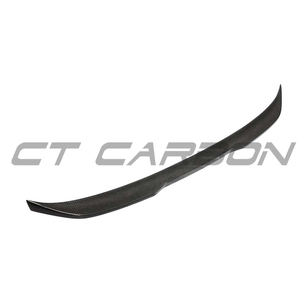 BMW M5 F90 and G30 5 Series carbon fibre spoiler by CT Carbon, showing the sleek split design on sporty BMW sedans.