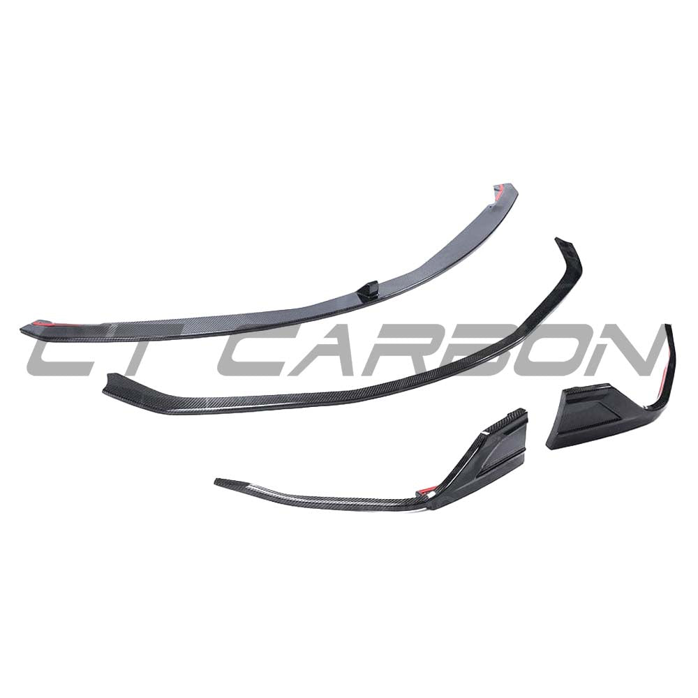 Toyota Supra 2019+ A90 carbon fibre splitter kit by CT Carbon, featuring a sleek MZ-style design on the front splitter.
