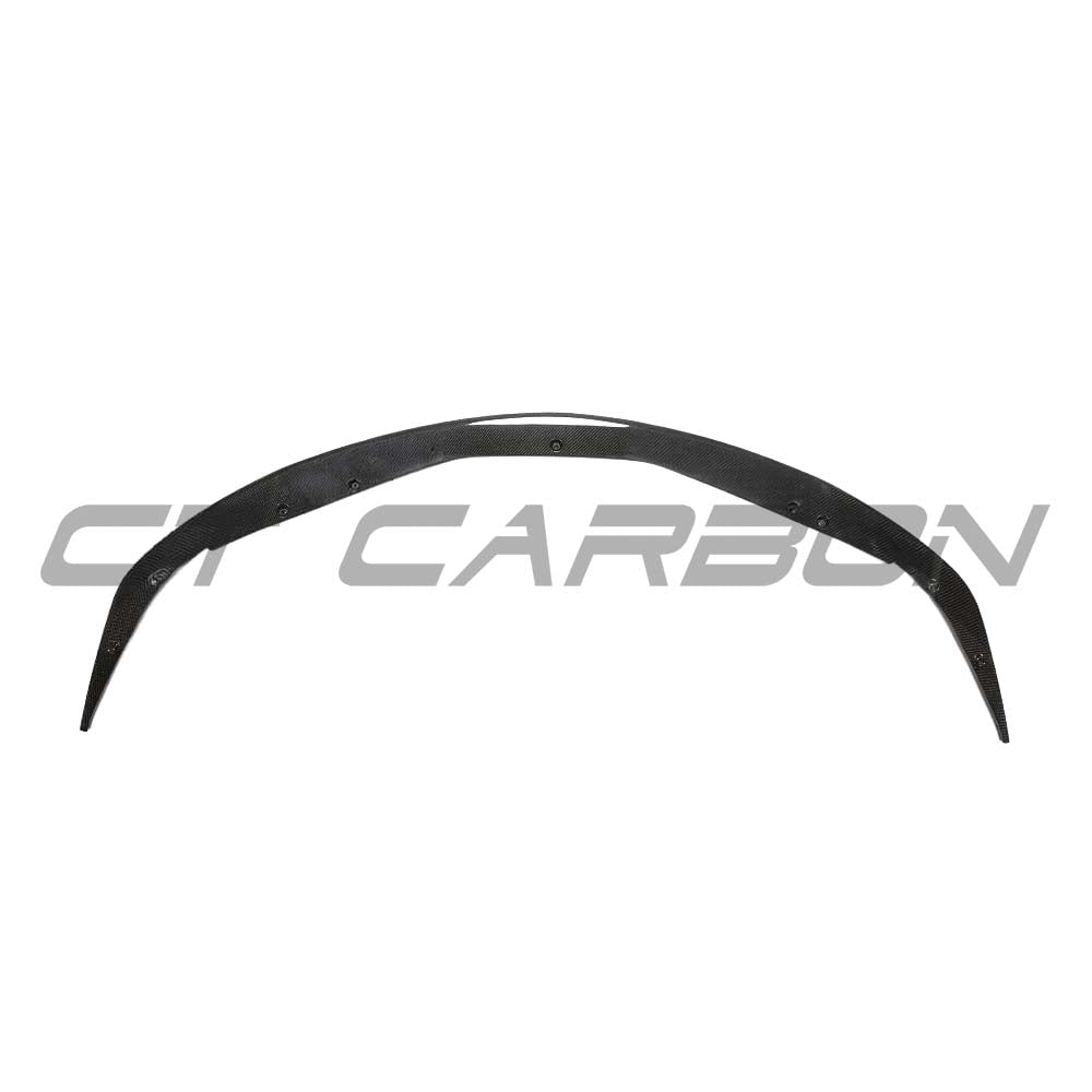 Carbon fiber splitter for Toyota Supra 2019+ A90 by CT Carbon, shown installed on the front of the sports car.