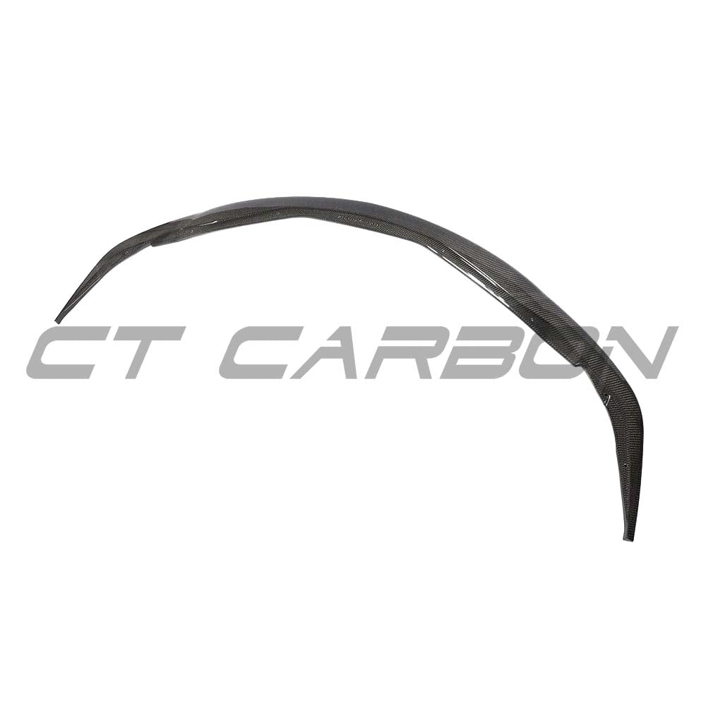 CT Carbon Toyota Supra 2019+ A90 carbon fibre splitter installed on front bumper, showcasing lightweight aerodynamic design.