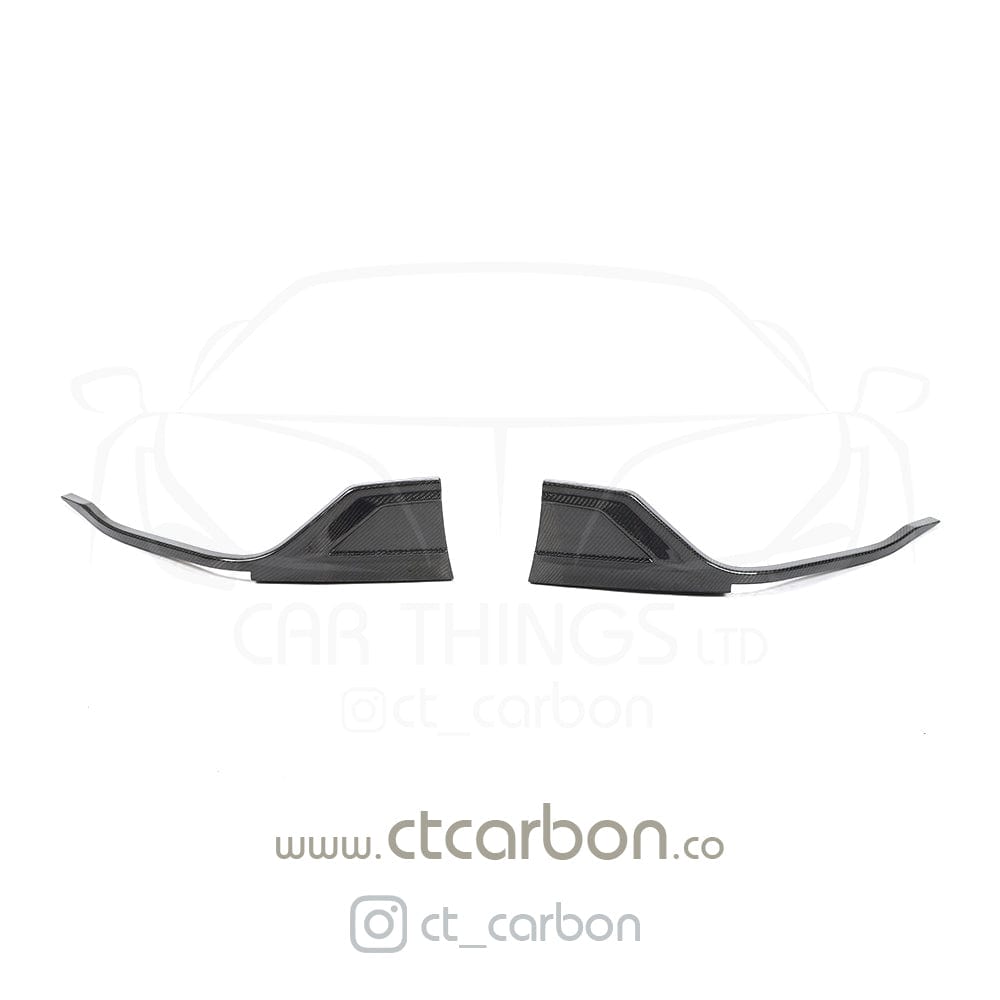 Full view of the CT Carbon Toyota Supra A90 2019+ full carbon fibre kit, showcasing the sporty splitter and aerodynamic design.