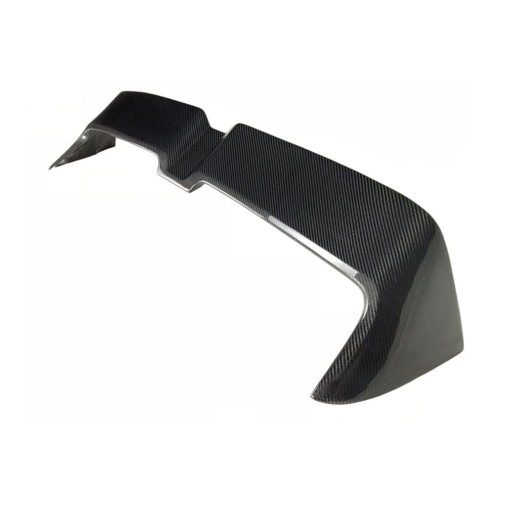 Carbon fiber spoiler for Audi A3 S-Line and S3 Sportback 8V, crafted by CT Carbon, mounted on the hatchback.