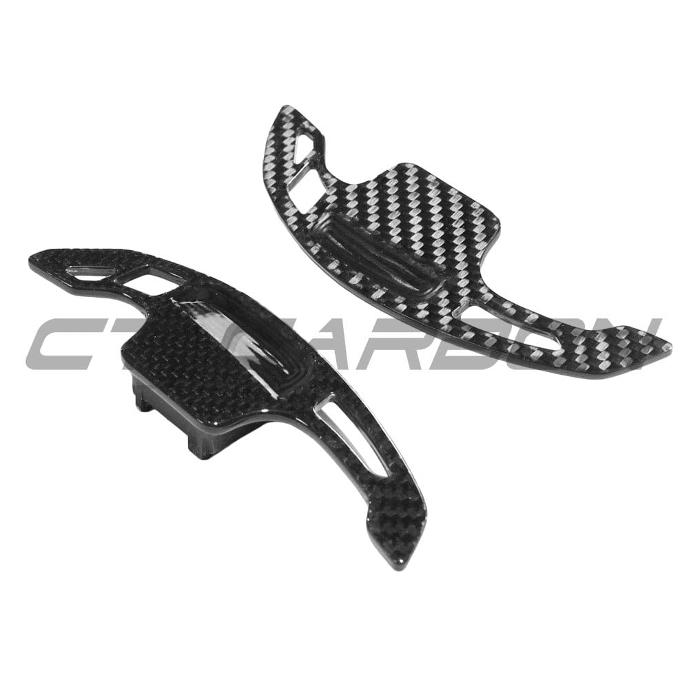 CT Carbon carbon fibre shifter paddles for Audi A3, S3, RS3 8V models, sleek automotive accessories for enhanced driving style.