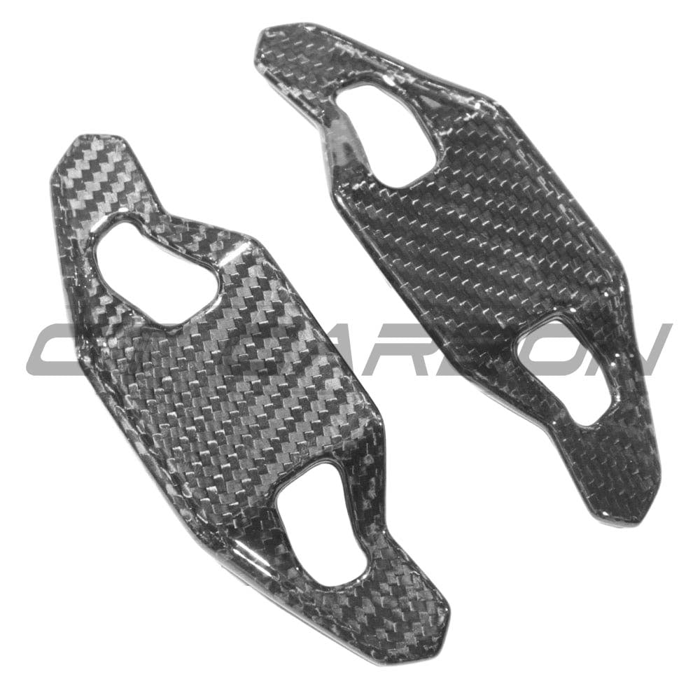 Carbon fiber shift paddles for Audi A3, S3, RS3 8Y, RS6 C8 from CT Carbon, showcasing sleek, lightweight racing-inspired design.