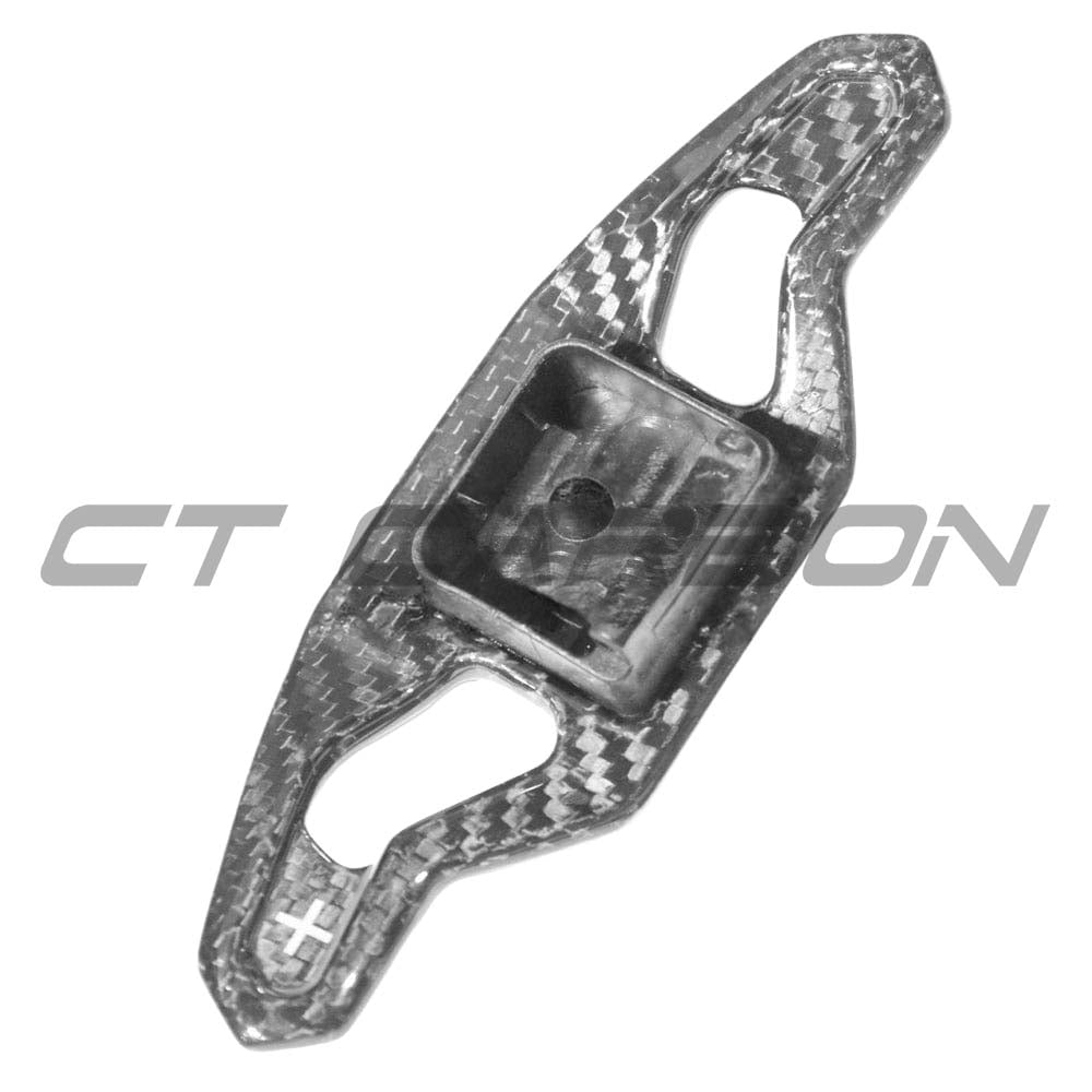 Carbon fibre shifter paddles for Audi A3, S3, RS3 8Y, RS6 C8 by CT Carbon, showing sleek, lightweight design and textured finish.
