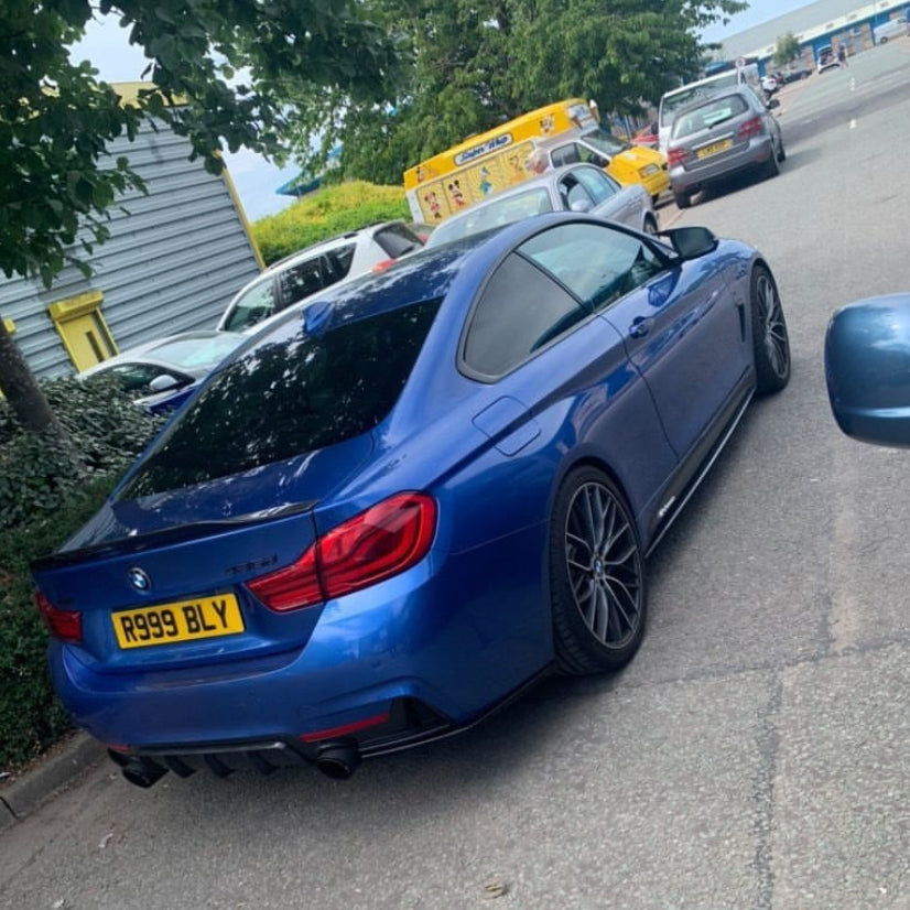 BMW F32 4 Series Carbon Fibre Spoiler by CT Carbon, V2 style, featuring sleek aerodynamic design and high-quality carbon fiber material.