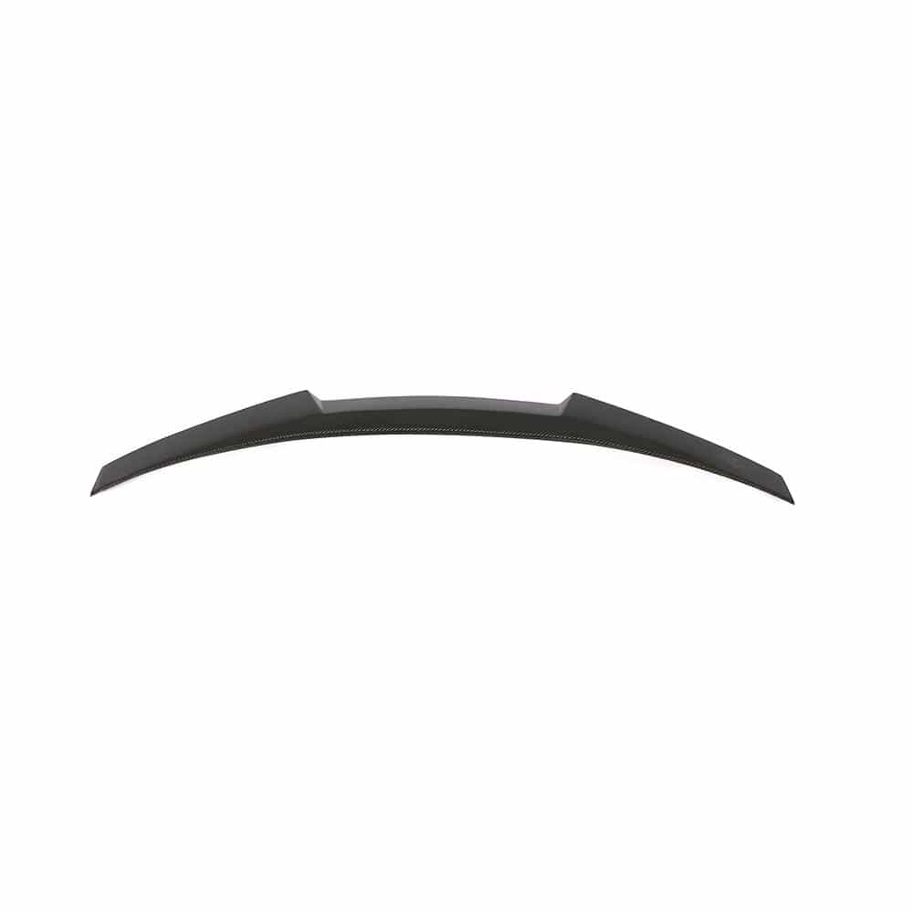 BMW F32 4 Series carbon fibre spoiler by CT Carbon, V1 style, mounted on the car's rear for enhanced aerodynamics and sporty look.