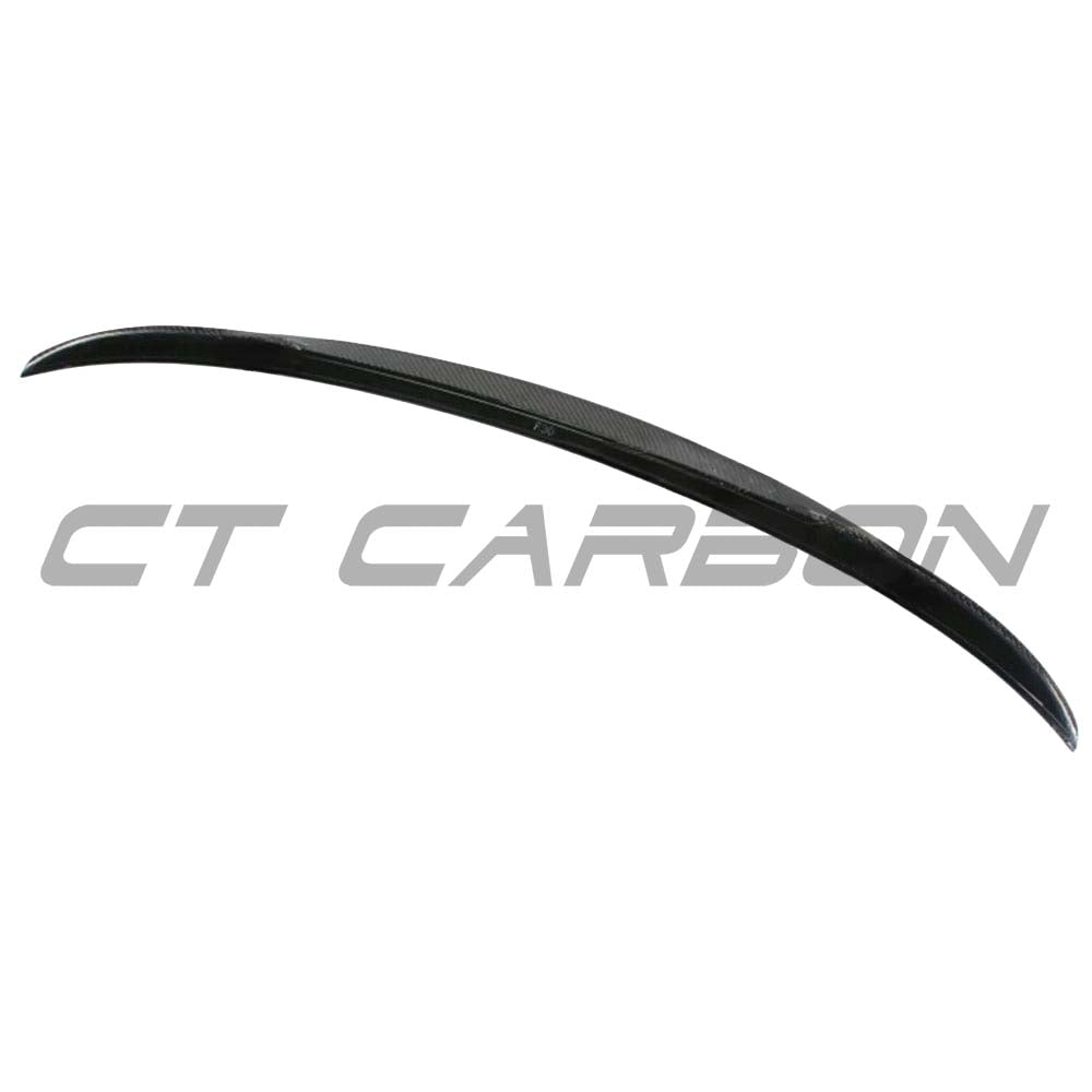 BMW M3 F80 and F30 carbon fibre spoiler by CT Carbon, rear boot spoiler with sleek MP style design on a vehicle.