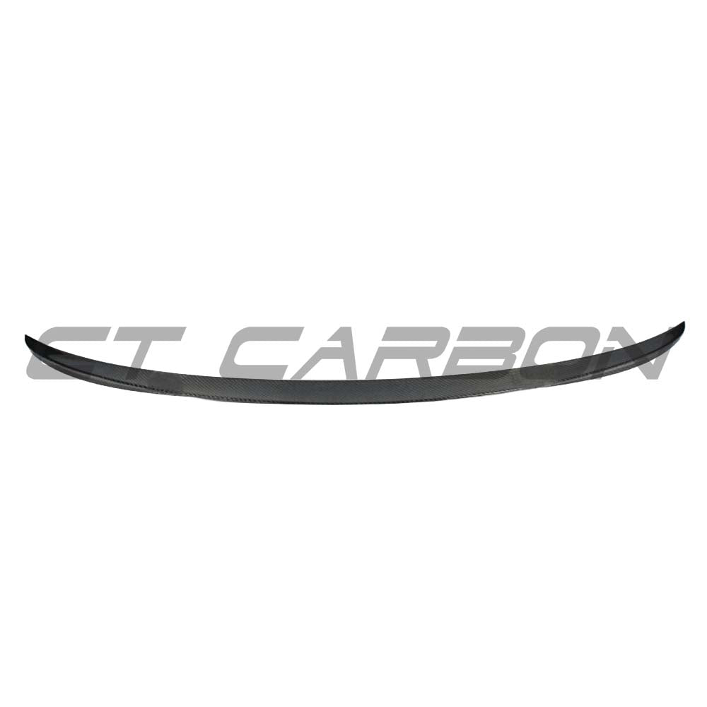 BMW M3 F80 & F30 carbon fibre spoiler by CT Carbon, rear boot spoiler with V4 design, enhances sporty look and aerodynamics.