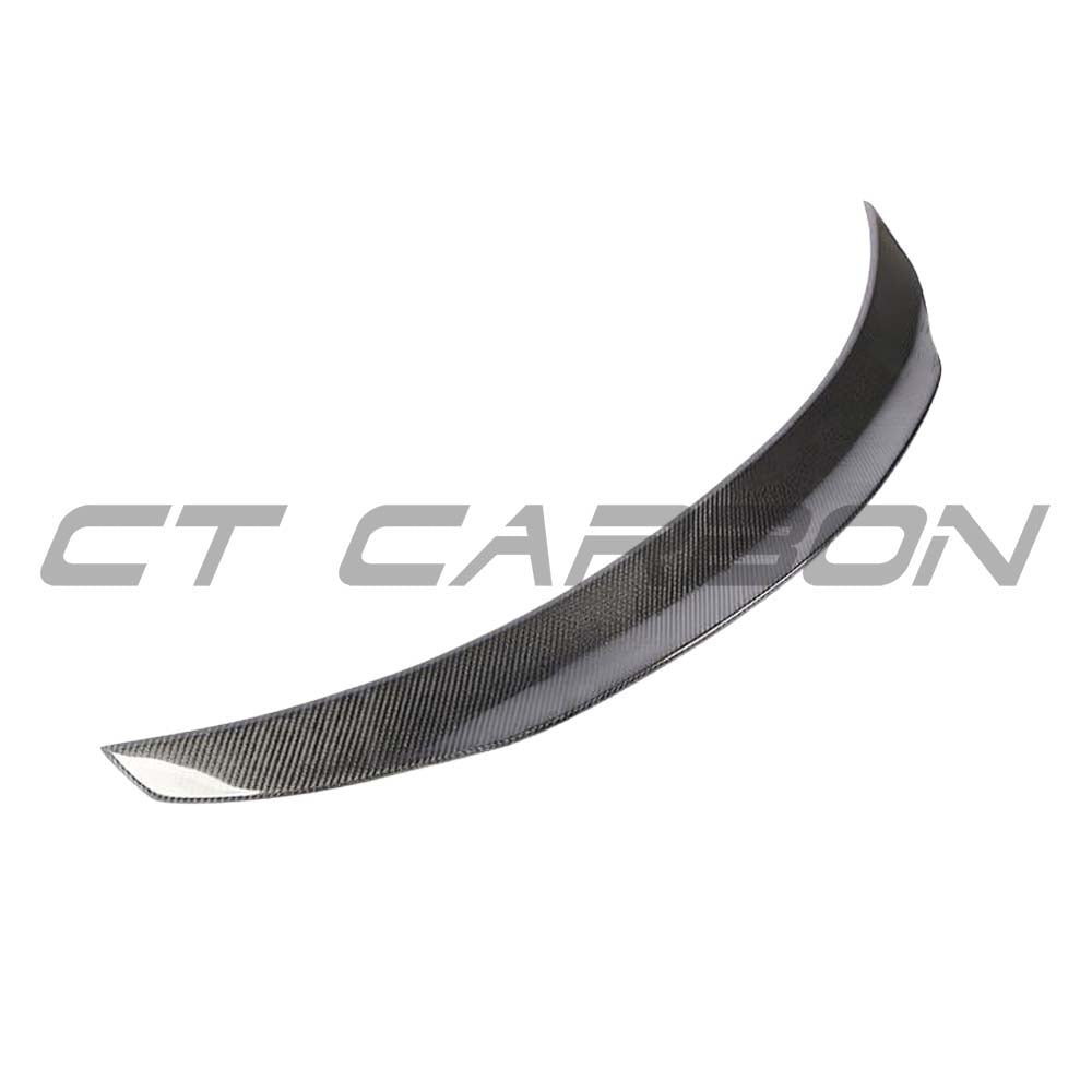Mercedes C63/C63S W205 coupe carbon spoiler by CT Carbon, showing sleek ducktail design on the sporty vehicle.