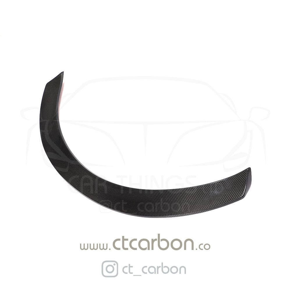 Carbon fibre spoiler for Toyota Supra 2019+ A90 by CT Carbon, shown installed on the vehicle in a sleek, aerodynamic design.