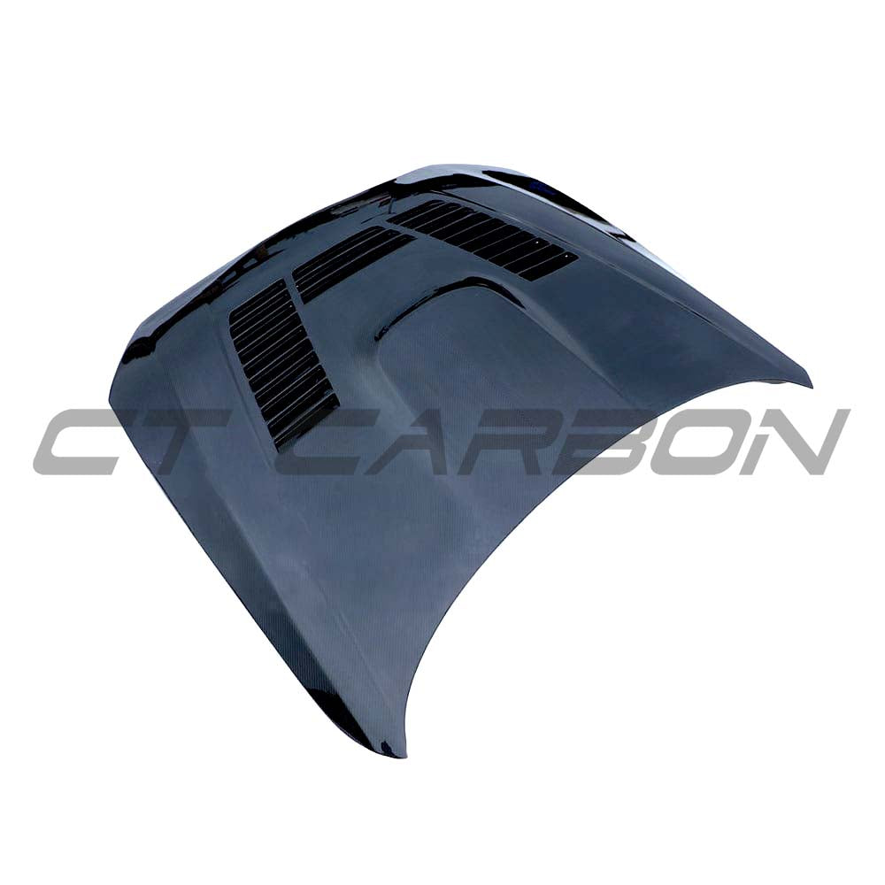 BMW M2 and 1 Series Carbon Fibre Bonnet by CT Carbon, showing lightweight, aerodynamic hood with carbon fiber weave.