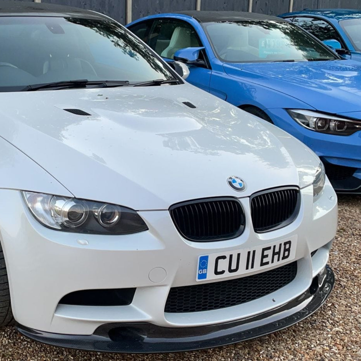 BMW M3 E92/E90 carbon fibre splitter V2 by CT Carbon, showcasing a sleek GT4 style design on the front of the car.