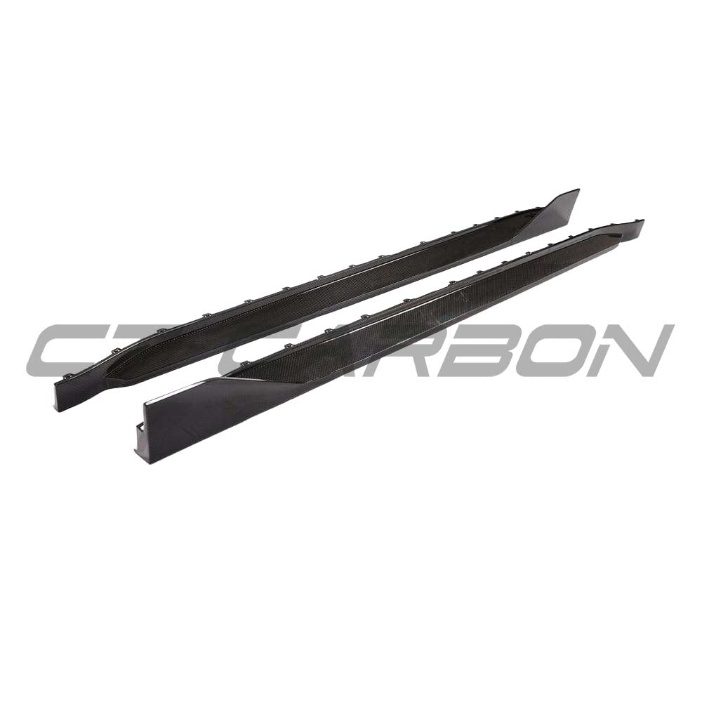 BMW G80 M3 full carbon fiber kit by CT Carbon, featuring side skirts with MP style for enhanced sporty appearance.
