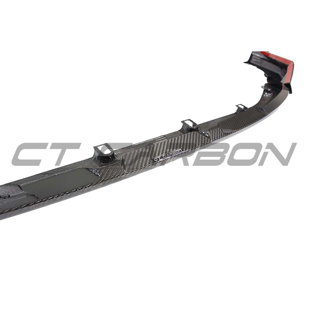 BMW M3 M4 G80 G82 G83 carbon fibre front end pack by CT Carbon, featuring splitter and aerodynamic enhancements.