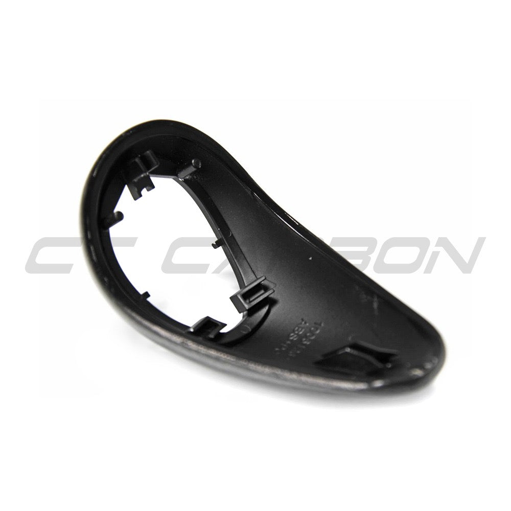CT Carbon BMW M series shift knob for F10, F12, F13, F80, F82, F83, F87 models, featuring a sleek black and carbon fiber design.