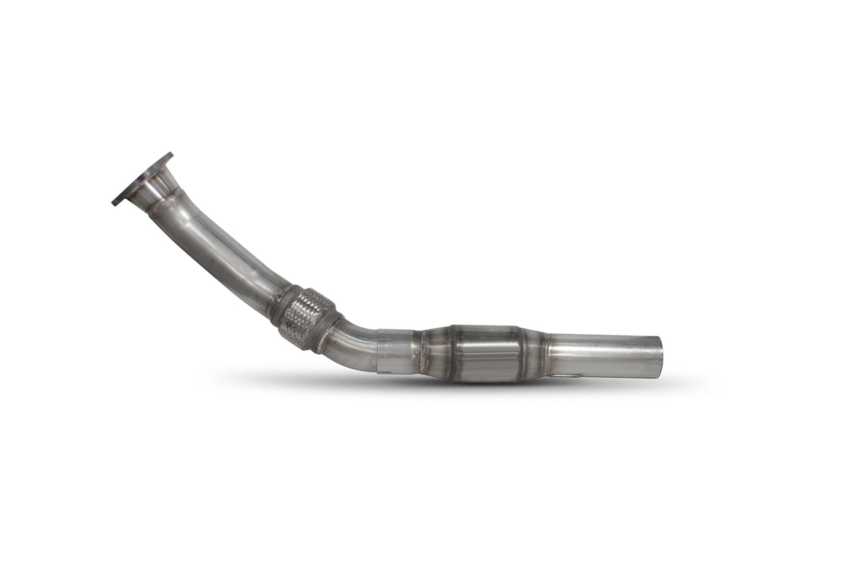 Scorpion Audi TT Mk1 180 sports cat downpipe with high flow sports catalyst and polished metal finish.