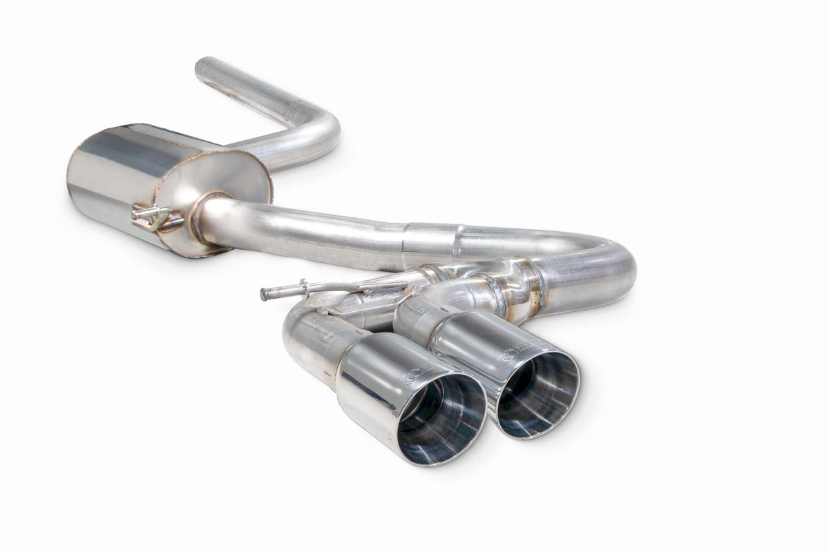 Scorpion Volkswagen Golf Mk7.5 1.5 TSI cat-back exhaust system with non-resonated muffler and polished chrome tips.