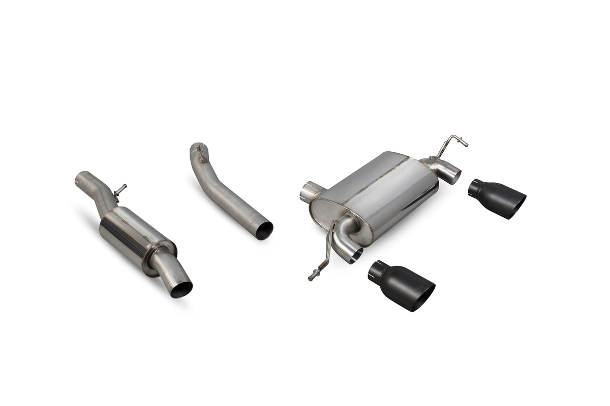 Scorpion Audi TT Mk1 quattro sport resonated cat-back exhaust system with polished stainless steel tips and sleek design.