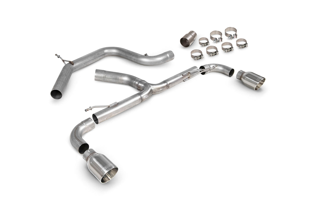 Scorpion Volkswagen Golf Mk6 GTI 2.0 TSI Edition 35 cat-back exhaust system with polished tips and non-resonated design.