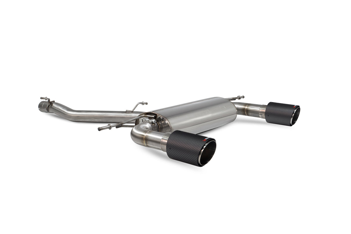 Scorpion Audi TT MK3 2.0 TFSI quattro coupe cat-back exhaust system with non-resonated, non-GPF, no valves, stainless steel.