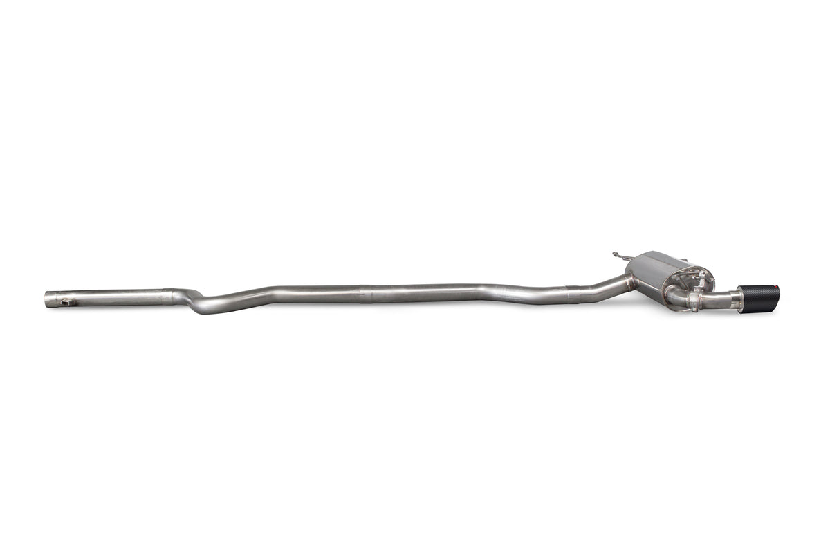 Scorpion BMW M240i F22 F23 non-GPF cat-back exhaust system with electronic valves, non-resonated, fits X-Drive models, high-performance.