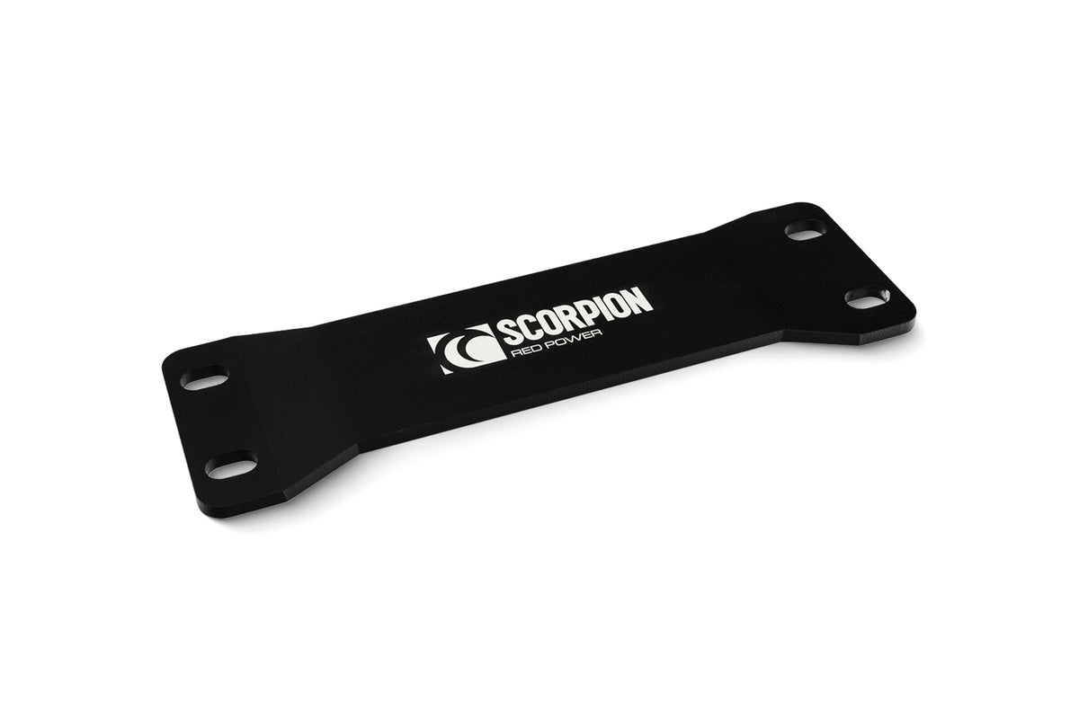 Scorpion Exhausts exhaust tunnel brace for Audi A4, A5, S4, S5, RS4, RS5, and Allroad models, shown installed under the vehicle.