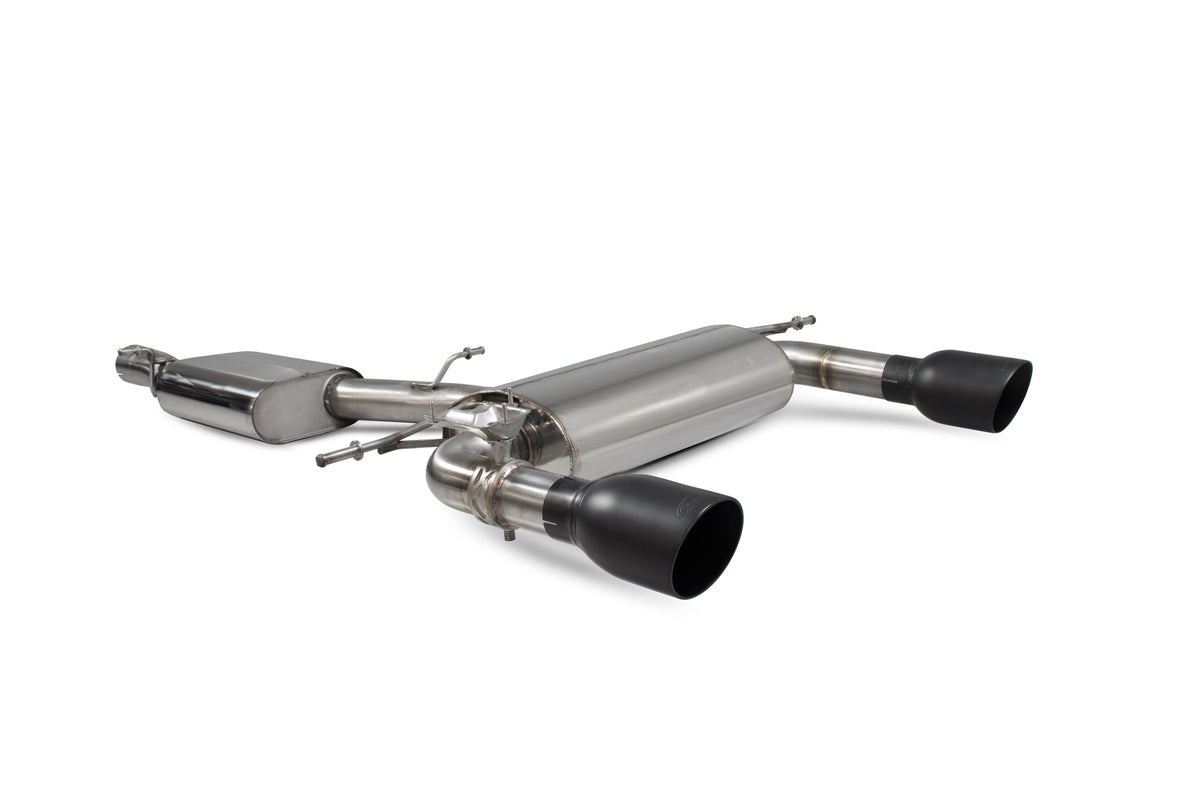 Scorpion Audi TT MK3 2.0 TFSI quattro coupe cat-back exhaust system with resonated pipes and electronic valves, non-GPF model.