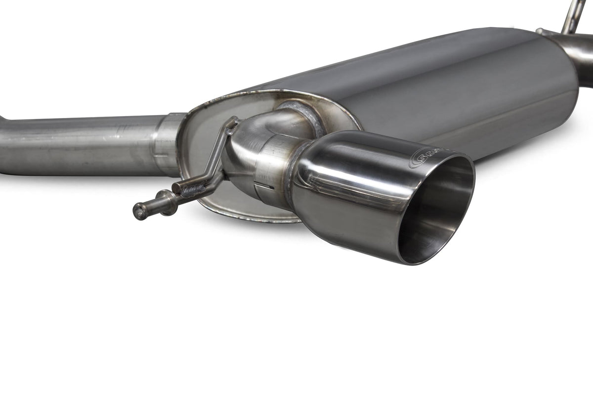 Scorpion Audi TT Mk1 quattro sport resonated cat-back exhaust system with polished stainless steel pipes and dual exhaust tips.