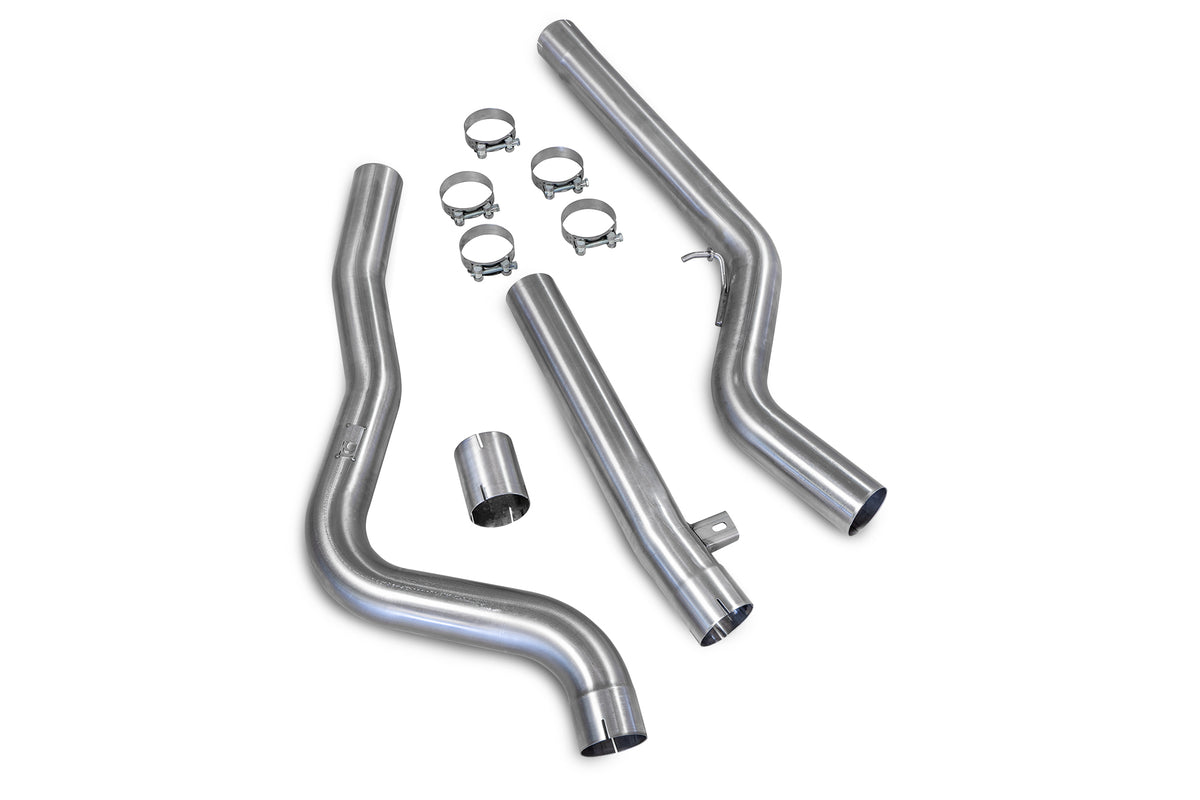 Scorpion BMW M140i F20/F21 and M240i F22 GPF delete pipe, OEM resonator/exhaust modification for enhanced sound and performance.