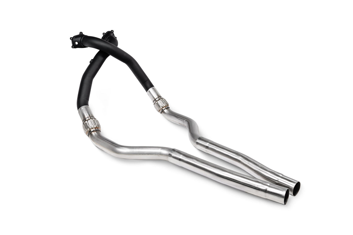 Scorpion Audi RS6 C7 Avant, RS7, S6/S7 C7 de-cat downpipes with large bore front pipes, high-performance exhaust upgrade.