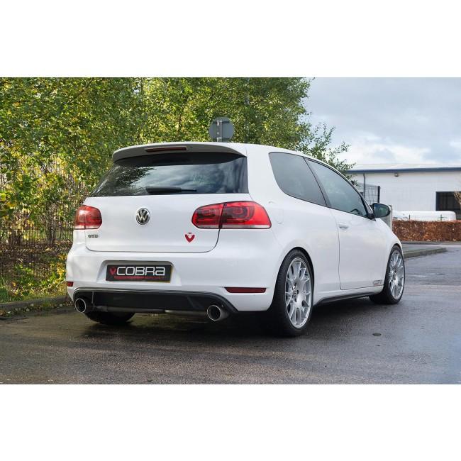Cobra Sport VW Golf GTD Mk6 2.0 TDI Venom Box Delete cat back performance exhaust, black metal finish, installed on vehicle