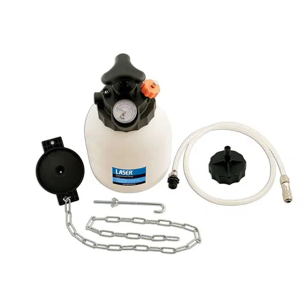 Laser Tools brake bleeder with universal adaptor for manual brake bleeding, shown in image.webp