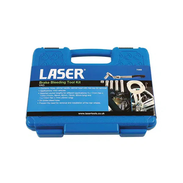 Laser Tools brake bleeder kit for VAG vehicles, featuring a laser brake bleeding tool for efficient brake system maintenance.