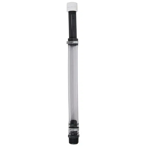 VP Racing deluxe hose for use with motorsport containers, durable fuel transfer hose in black with metal fittings.