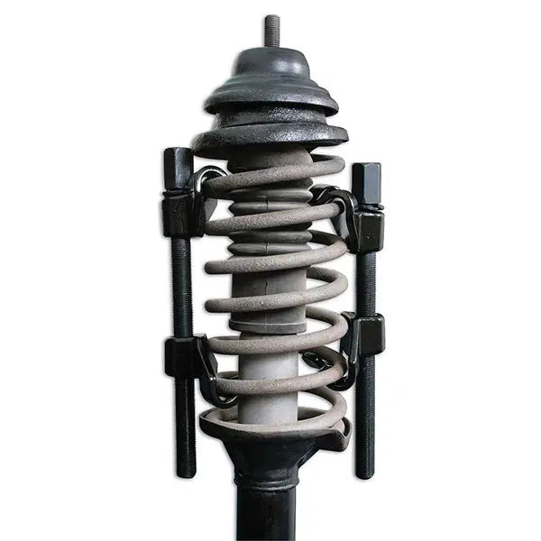Laser Tools Coil Spring Compressor for automotive suspension, showing the spring compression tool in use.