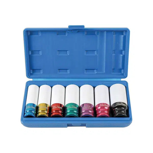 Laser Tools Laser 6723 alloy wheel nut socket set with 7 pieces, 1/2-inch drive, durable chrome finish for automotive use