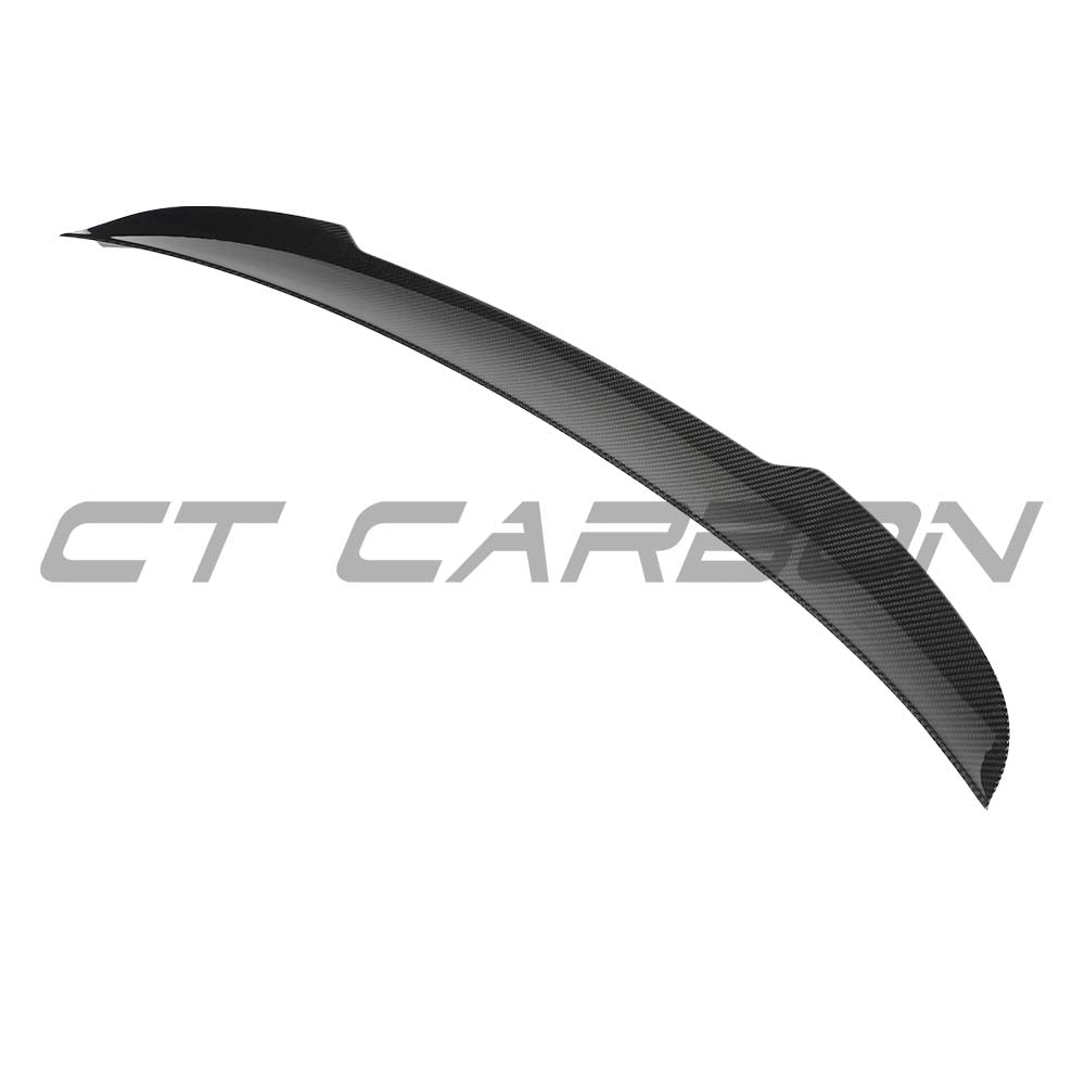 Carbon fiber spoiler for Audi A5/S5/RS5 B9.5 Sportback 2016-2024 by CT Carbon, shown mounted on vehicle with sleek finish.