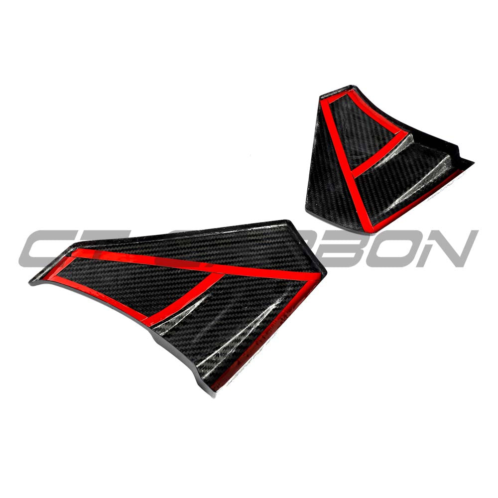 Lamborghini Revueltto carbon fibre side skirts by CT Carbon, featuring sleek, textured door trim for sporty car enhancement.
