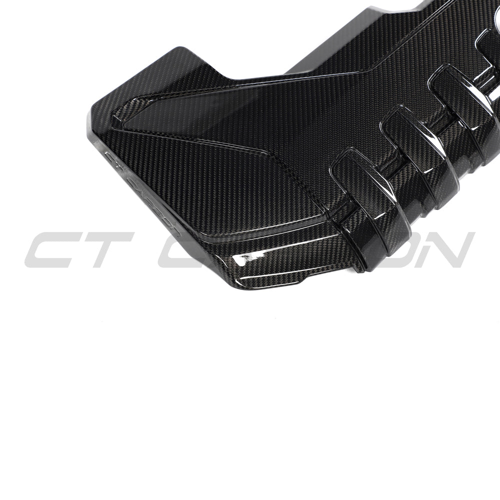CT Carbon carbon fibre engine cover for Audi RS3 8Y 2020+, showcasing sleek, lightweight automotive accessories.