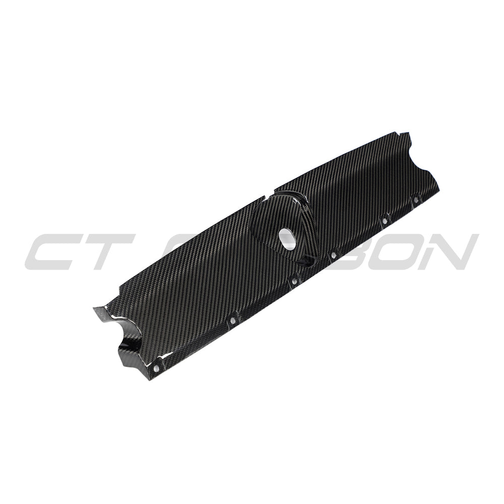 Carbon fibre engine bay scuttle trim for Audi RS3 8Y 2020+ by CT Carbon, shown installed in the engine compartment.