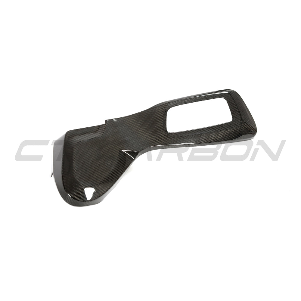 BMW G20 3 Series 2022+ carbon fibre seat control cover by CT Carbon, showing close-up of sleek, textured seat adjustment covers.