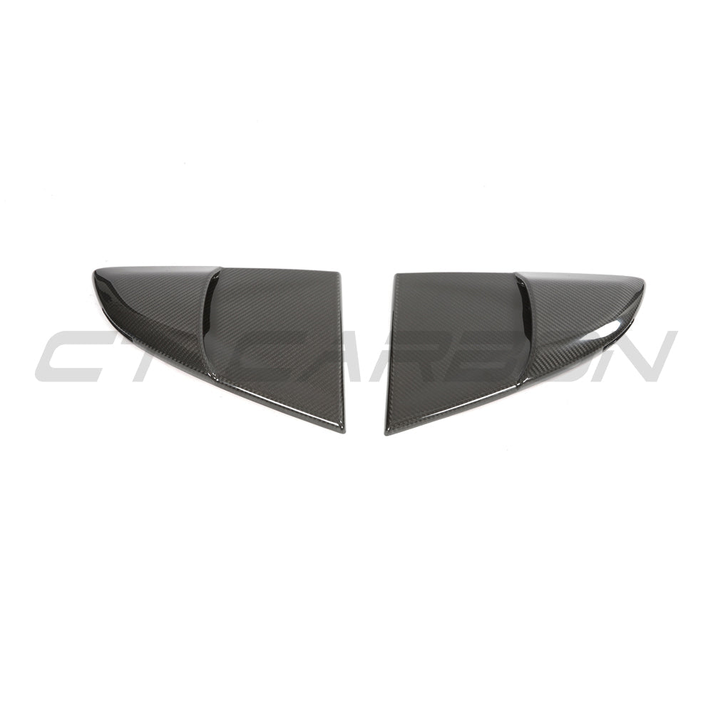 CT Carbon Porsche 718 Cayman 2016+ carbon fiber rear window cover accessory, showing sleek black textured finish.