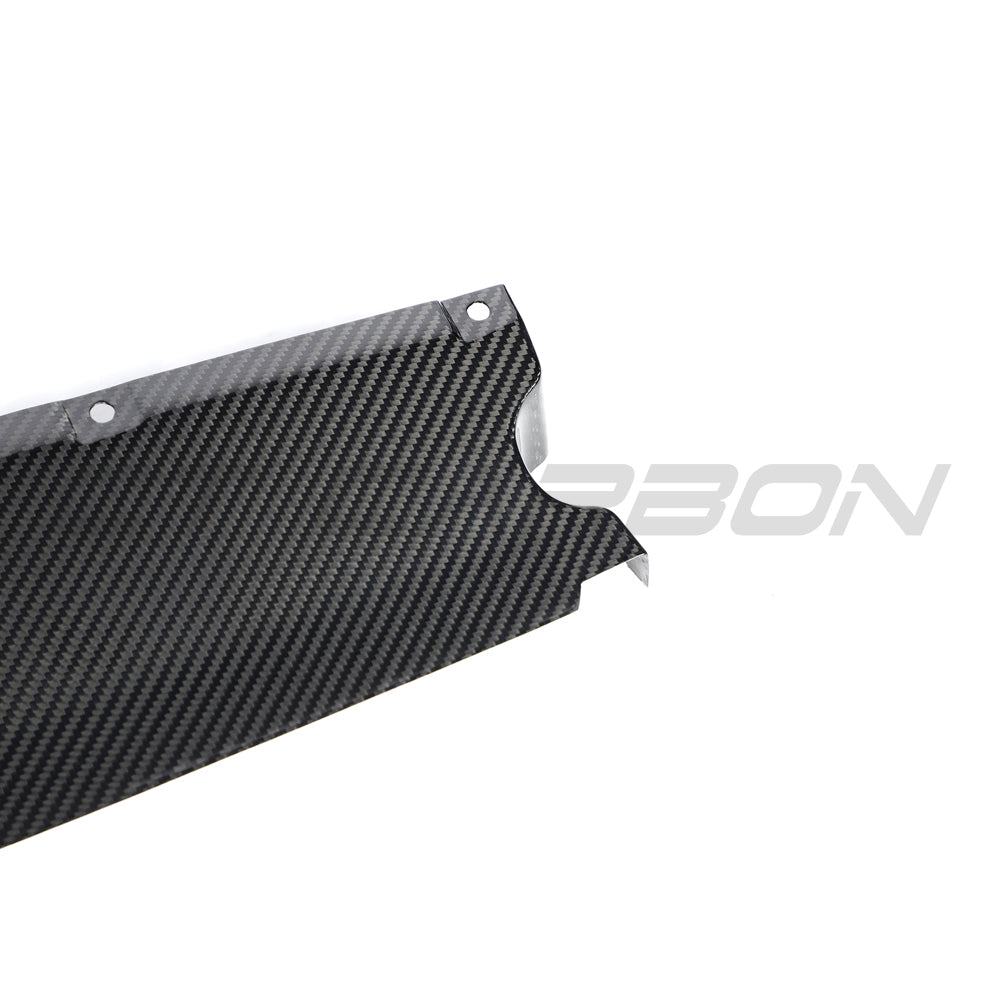 CT Carbon Audi RS3 8Y 2020+ carbon fibre engine bay scuttle trim, close-up view of sleek black accessory for sportier look