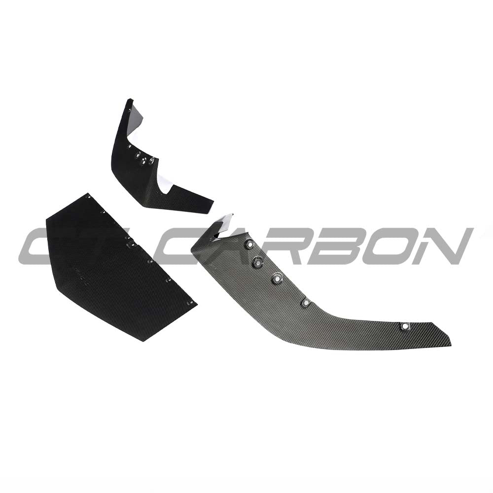 Carbon fiber Lamborghini Reventón front splitter by CT Carbon, showcasing sleek, aerodynamic design with detailed carbon fiber finish.