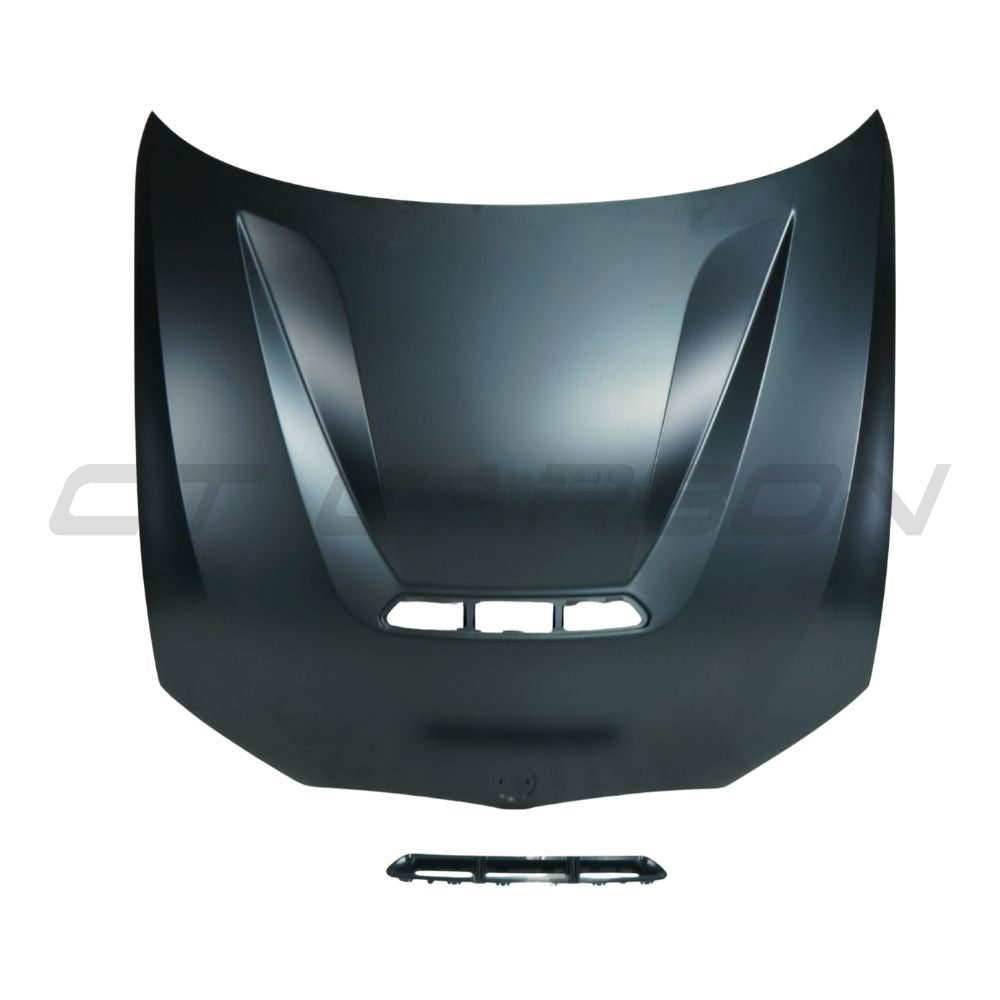 BMW 3 Series G20/G21 2018+ CT Carbon GTS style aluminum bonnet with carbon fiber finish, sleek and lightweight automotive upgrade.